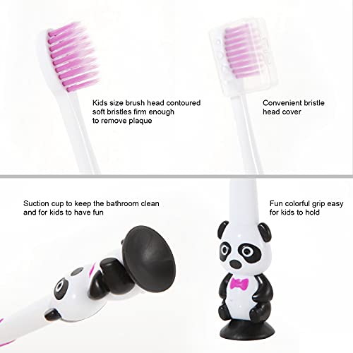 Newday 6 Packs Kids Toothbrush, Extra Soft Lovely Little Panda Toothbrush For Kids, Bpa Free, Suction Cup For Fun Storage, Boys And Girls Toddler Toothbrush - Age 3+ #TOP3