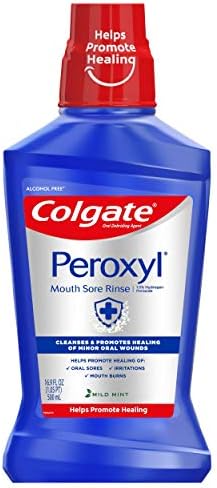 Colgate Peroxyl Antiseptic Mouthwash and Mouth Sore Rinse, 1.5% Hydrogen Peroxide, Mild Mint - 500ml, 16.9 Fluid Ounces