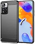 Folmecket Xiaomi Redmi Note 11 Pro/Pro 5G Case, Carbon Fiber Scratch Resistant,Shock Absorption Soft TPU Rubber Protective Cell Phone Cover for Xiaomi Redmi Note 11 Pro 5G 6.67" Black