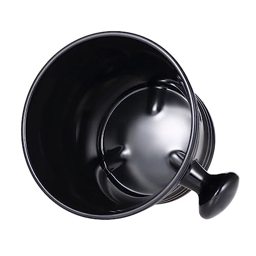 Baluue Men's Shaving Soap Bowl Elegant Black Plastic Knob Handle for Easy Lathering Face Care Tool