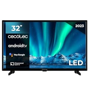 Cecotec TV LED 32″ Smart TV A Series ALH00032NS. HD-Auflösung, Android 11, Chromecast integriert, Sprachassistent, HDR10, HBBTV, Quad Core, WiFi & Bluetooth, 2 Lautsprechern 6W, 2023