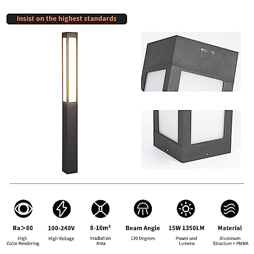 Image of Landscape Path Light, 71 inch Modern Outdoor LED Luxury Bollard Lighting with IP54 Waterproof for Lawn Courtyard Driveway Pathway Decoration