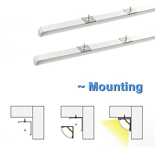 Image of VST 6Pack 1 ft LED Aluminum Channel with Milky White Cover V Shape 16x16mm, Led Strip Light Track with End Caps and Mounting Clips Accessories for Living Room, Kitchen