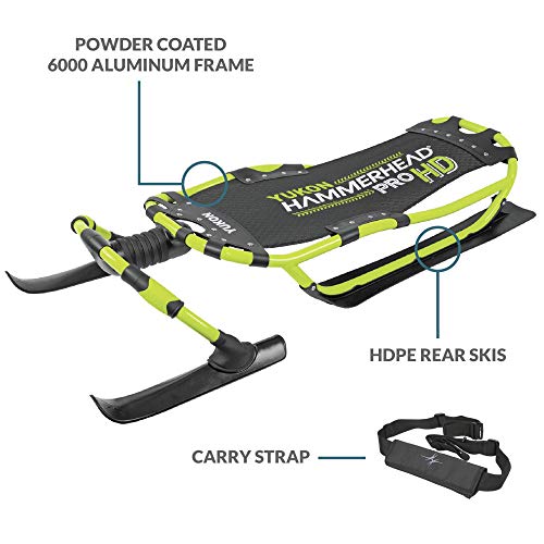 Yukon Hammerhead Pro HD Steerable Snow Sled with Aluminum Frame