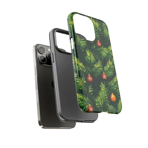 Coque iPhone 14 Pro Max vert sapin de Noël chic et rigide brillante - 3