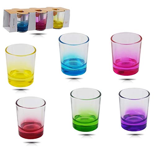 Shot Glasses Set, Cute Shot Glasses, Colored Glasses, Colored Drinking Glasses, Perfect for Tequila Glasses, Birthday Shot Glass, Sauce, Dipping and Food Sampling (Multi Color) (6 pieces) - Thumbnail 2
