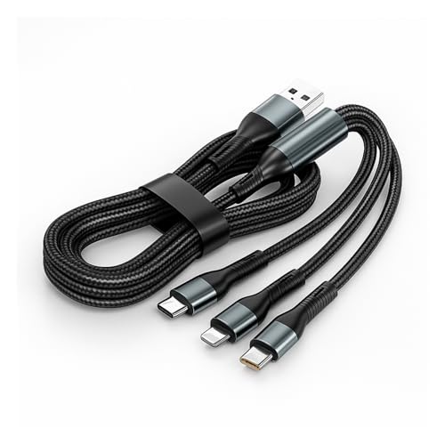 AYHYHLJZJ 120 W Câble multi chargeur USB-C 3 en 1 (2 m) – Câble USB 3 en 1 charge rapide PD, câble multi USB-C à embouts multiples, compatible avec iPhone et Galaxy (PD)