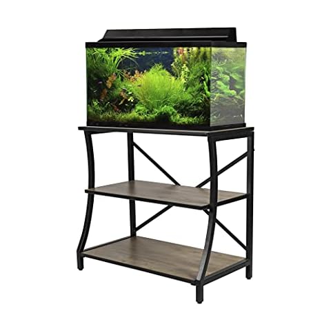 Aquatic Fundamentals Kyndall Laine Home 29 Gallon 3-Tier Aquarium Stand, Swerved Front Leg,Specially Designed to Hold 400lb Tanks, Gray Wash,5SL29-G Cover