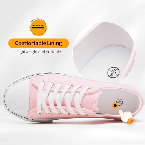 Image of ZGR Womens White Tennis Shoes for Women,Low Tops Lace up Canvas Sneakers