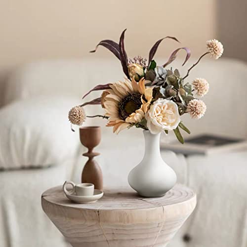 Evolux Small Flower Vases Of 5, Living Room Decorations Bud Vase, Modern Ceramic White Vase For Home Decor, Bud Vases In Bulk For Coffee Table Centerpieces Book Shelf Decor(White) #TOP3
