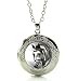 DianaL Boutique Silvertone Horse Locket Pendant Necklace Glass Cabochon Art Picture Fashion Jewelry