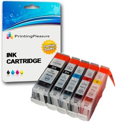 Printing Pleasure SET of 5 Compatible Printer Ink Cartridges for Bubble Jet i860 i865 Pixma iP4000 iP4000R iP5000 MP750 MP760 MP780 BJI-6500 BJI-9100 | BCI-3eBK BCI-6BK BCI-6C BCI-6M BCI-6Y