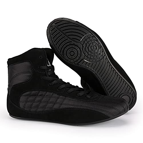 DRON TOOON Men's High Traction Professional Wrestling Boxing Shoes Breathable Ankle Guard Squat Shoes Weightlifting Shoes Non-Slip Fighting Training Competition Boxing Shoes Sports Shoes