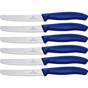 Victorinox Swiss Classic juego de cuchillos de cocina 2 piezas, cuchillo sierra con hoja de 11 cm y filo ondulado, cuchillo de mesa, acero inoxidable, azul