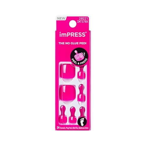 Kiss Impress No Glue Mani Press On Nails Color Take My Time Pink Short Size Squoval Shape Includes 24 Toenails Prep Pad Instructions Sheet 1 Manicure Stick 1 Mini File