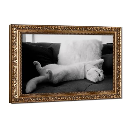 Impression sur toile chat blanc tableau artistique finition premium