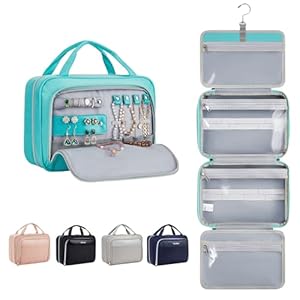 OlarHike Travel Toiletry Hanging Bag Waterproof Bags, Makeup, Toiletries, Jewelry, Travel Essentials 3 in 1 Packing Organizers, Cosmetic Full-Sized Container, Large Capacity for Women Cyan