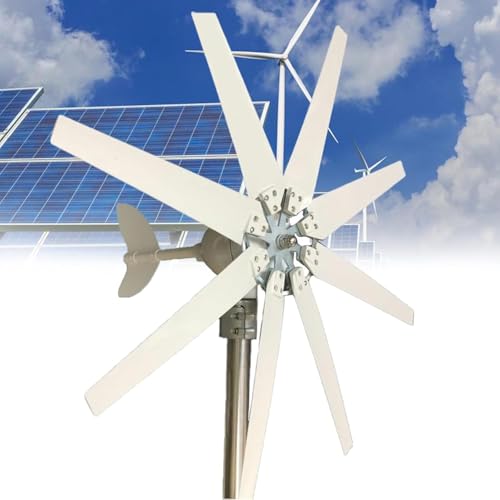 Wind Turbine Generator 12V/24V/48V/110V/220V AC Wind Turbine Kit, 20000W Wind Power Generator With MPPT Controller 8 Blades Auto Adjust Windward Direction Suitable for Terrace,Marine,Motor Home,Boat(1