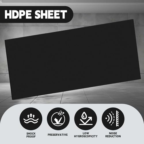 Image of Threehoney 1 Pcs Black HDPE Sheet 1 /4 inch Thick 12 x 36 Inch, HDPE Plastic Sheet High Density Polyethylene Board Flexible Solid Plastic Block for DIY Projects Crafts Machining Home