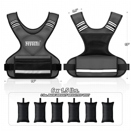 Image of Feyachi Adjustable Weighted Vest - 3-12 lbs /12-20 lbs /20-32 lbs X Type Weight Vest with Reflective Stripe Ideal for Running Workout and Training