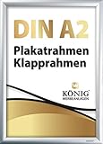 Plakatrahmen DIN A2 | 25mm Alu Profil, eckig | silber | inkl. entspiegelter Schutzscheibe und Befestigungsmaterial | Bilderrahmen Klapprahmen Wechselrahmen Posterrahmen Rahmen | Dreifke