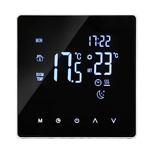 Intelligent Touch Screen Thermostat Remote Control Timing Tuya APP Control LCD Display with NTC Sensor Home Temperature Controller for Hotel Villa Office etc (3A with Linkage)