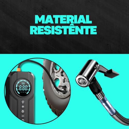 Bomba De Ar Portátil Recarregável Mini Compressor e Calibrador de Ar 6000mAh Para Carro, Bicicleta,