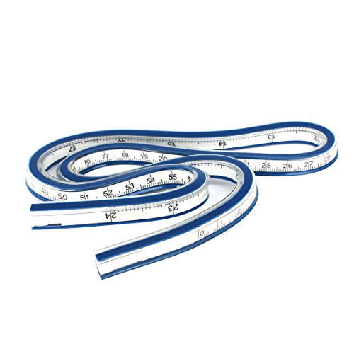 Aexit Woodworking Tailors Tools & Home Improvement Soft Plastic 60cm 24inch Flexible Curve Ruler Tape Measures Blue White