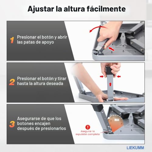 Taburete plegable seguro y ajustable para resolver tareas en altura en el hogar 7