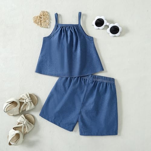 Image of Weebaby Toddler Girl Clothes Baby Summer Outfits Sleeveless Halter Top Ruffle Short Set Cute Kids Clothes Girls