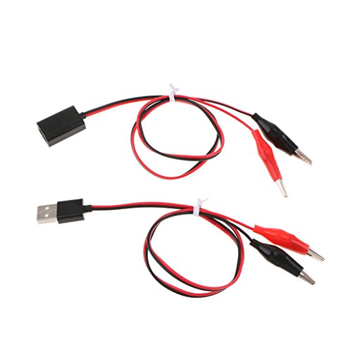 USB to Alligator Clip Test Leads (Male & Female) - 53cm (21 inch) Cable for Multimeter, Power Bank, DC Current Testing