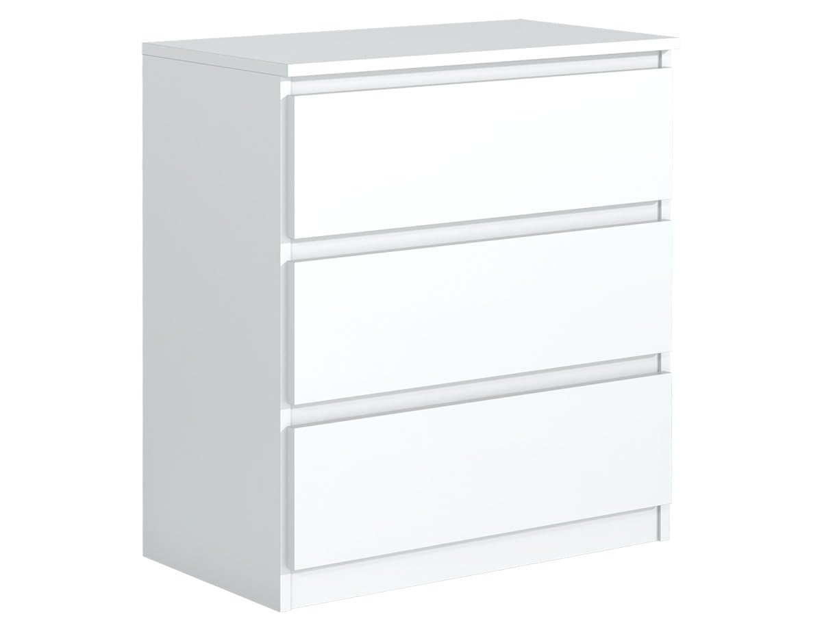 Cassettiera 70 cm, 3 Cassetti, Bianco | Cassettiera, Mobile Contenitore, Cassettiera Camera, Armadio con Cassetti, Design Moderno 70x90x39 cm