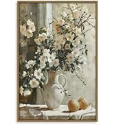 XMMPOT Flowers Lemons Canvas Wall Art: Framed Wall Art for Living Room- Vintage Nature Botanical ...