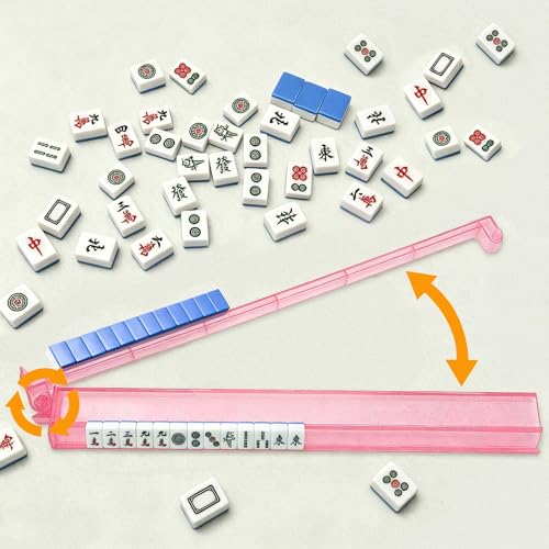 Juego de 4 racks de Mahjong acrílicos con purpurina plateada miniatura 5