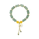 Bamboo Bracelet Jade Stones Lucky Money Bag Pendant Charm Stretch Beaded Bracelets For Women Fengshui Jewelry