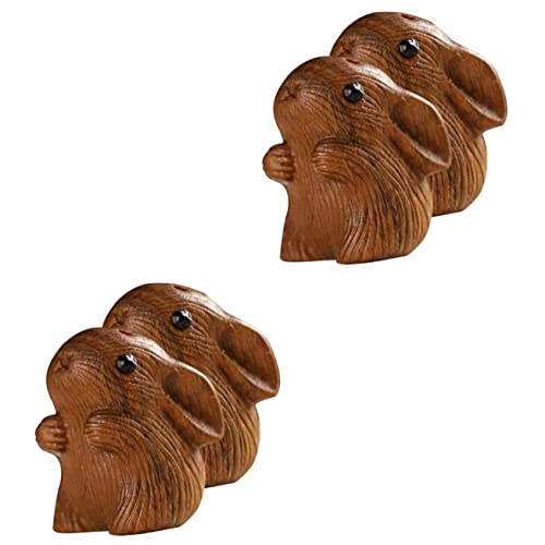 Cabilock 2sets Accesorios Manualidades Madera Bolso Colgante Adorno De Madera Condujo Tapa Titanio Conejo Decoración Colgante De Llavero DIY Decoración Colgante De Madera Sándalo 2pcs*2