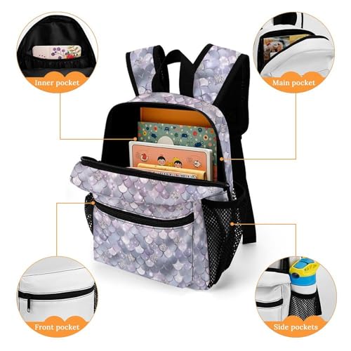 Pink Glitter Mermaid Scales 13 Inch Backpack Lightweight Double Shoulder Bag with Zippers Unisex Daypack4