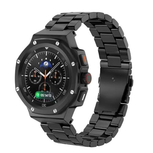 JUSUTEK �V�o�� ���p�`�S�������S�J�o�[�� �R���p�`�u�� Samsung Galaxy Watch 8 Classic 46mm�Ή� �o���h �P�[�X �A���~�j�E�������|�P�[�X+�o���h��� 46MM �X�e�����X�|�o���h �X�N���[�� �v���e�N�^�[ �ϋv��