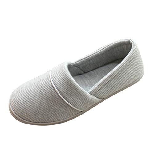 Pantufas casuais femininas confortáveis de algodão sem cadarço para casa e uso em malha lavável de a