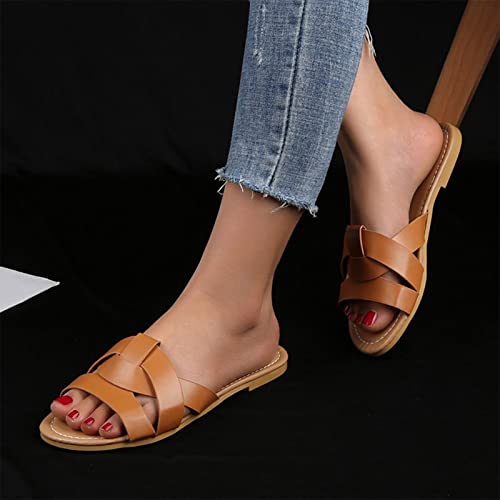 Chinelos femininos de verão com alça plana cor sólida aberta praia casual quarto chinelos femininos