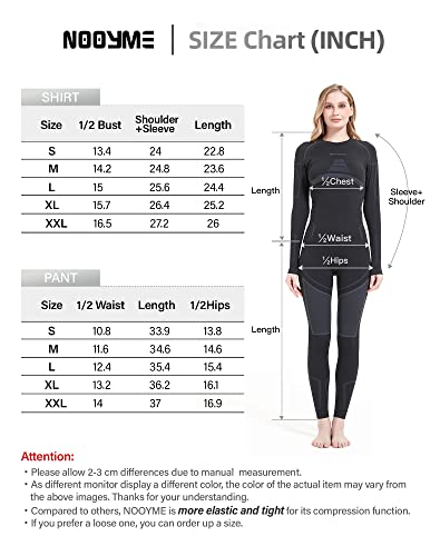 Nooyme Thermal Underwear For Women Long Johns For Women, Base Layer Women Cold Weather Black-Grey #TOP4