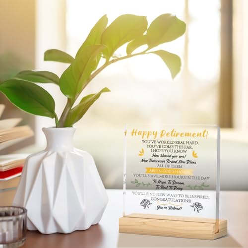 Image of Retirement Gifts for Women /Men, Happy Acrylic Retirement Gifts,Happiness Gag Gift for Retirees-Retire Gift for Retired Cadre Worker Coworker Teacher Nurse Boss