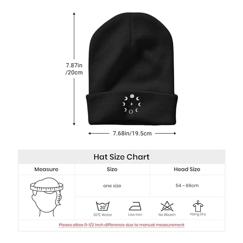 Image of Embroidery Goth Beanie Knit Hats for Men & Women, Embroidery Winter Hats Skull Cap