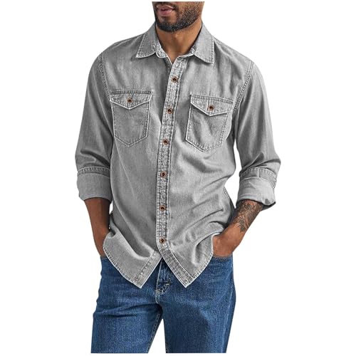 Men's Regular Fit Chambray Denim Button-Down Shirt