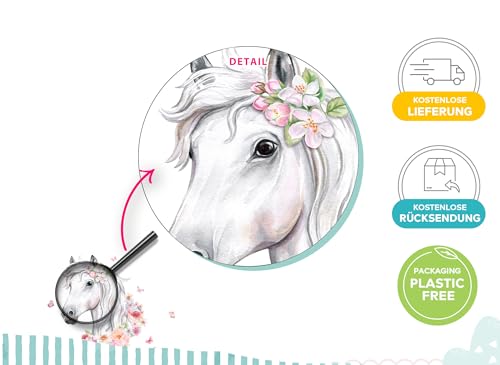 Sticker mural chambre bébé cheval et fleurs Graz Design DK1046-2