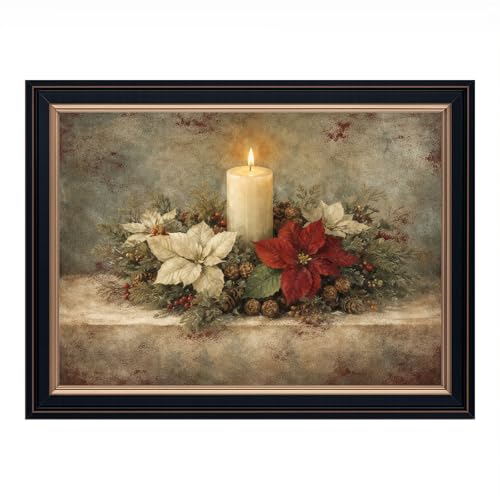 Framed Vintage Poinsettia Candle Wreath Poster Canvas Print Art Print