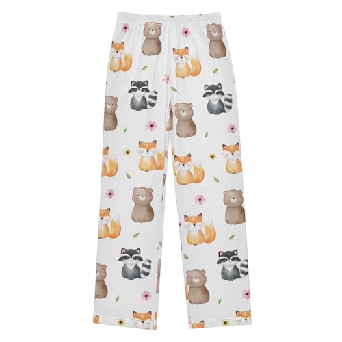 Boys' Pants Woodland Animal Flower Spring Watercolor Long Bottoms Elastic Waist Trousers with Pockets S-XL