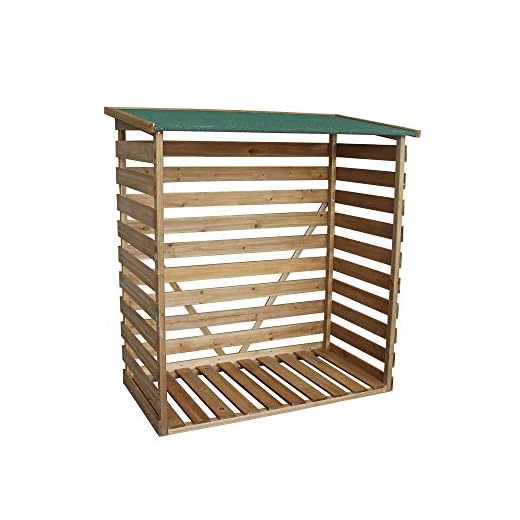 MCombo - Estantería para leña Leñero con pared trasera, color marrón