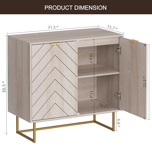 Scurrty 31.5\'\' Sideboard Buffet Cabinet with Storage,Sideboard Cabinet Set of 2, Natural Sideboard Storage Cabinet with Doors and Adjustable Shelf, Ancient Cabinet for Living Room, Kitchen, Log Color