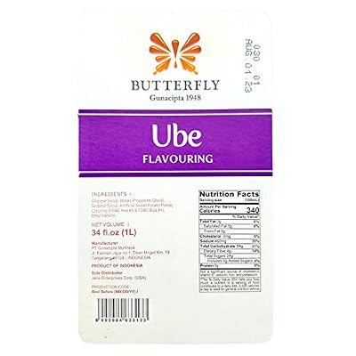 Ube Purple Yam Flavoring Extract Restaurant Size by Butterfly 1 Liter, 34 Fl. Ounce